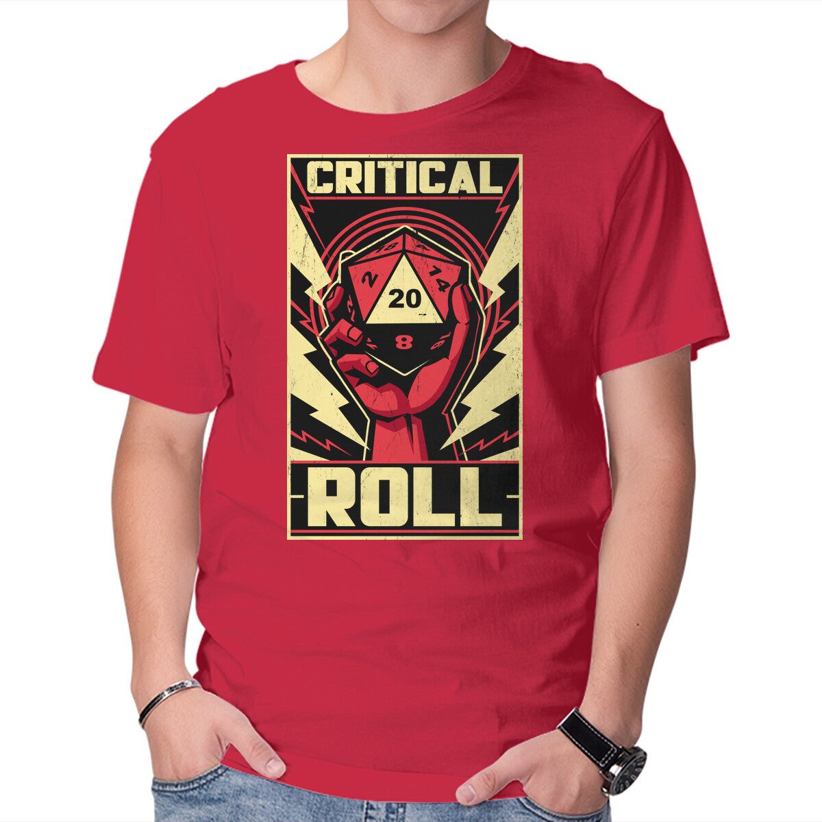 Critical Roll RPG Revolution – Gaming Graphic T-Shirt in red, product display