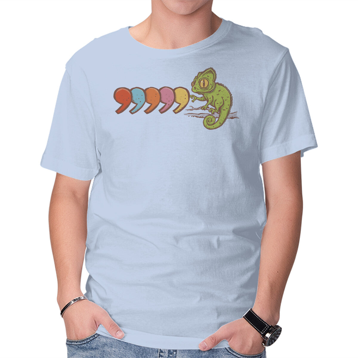 Comma Chameleon – Music Graphic T-Shirt in blue, product display