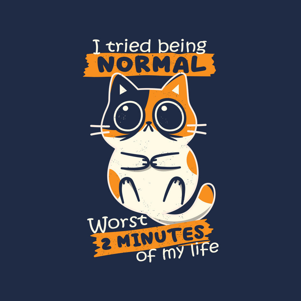 Normal To Worst – Cat Graphic T-Shirt design artwork for navy graphic T-shirt