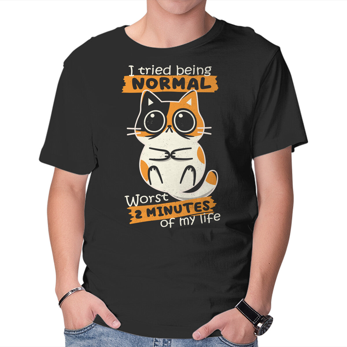 Normal To Worst – Cat Graphic T-Shirt in black, product display