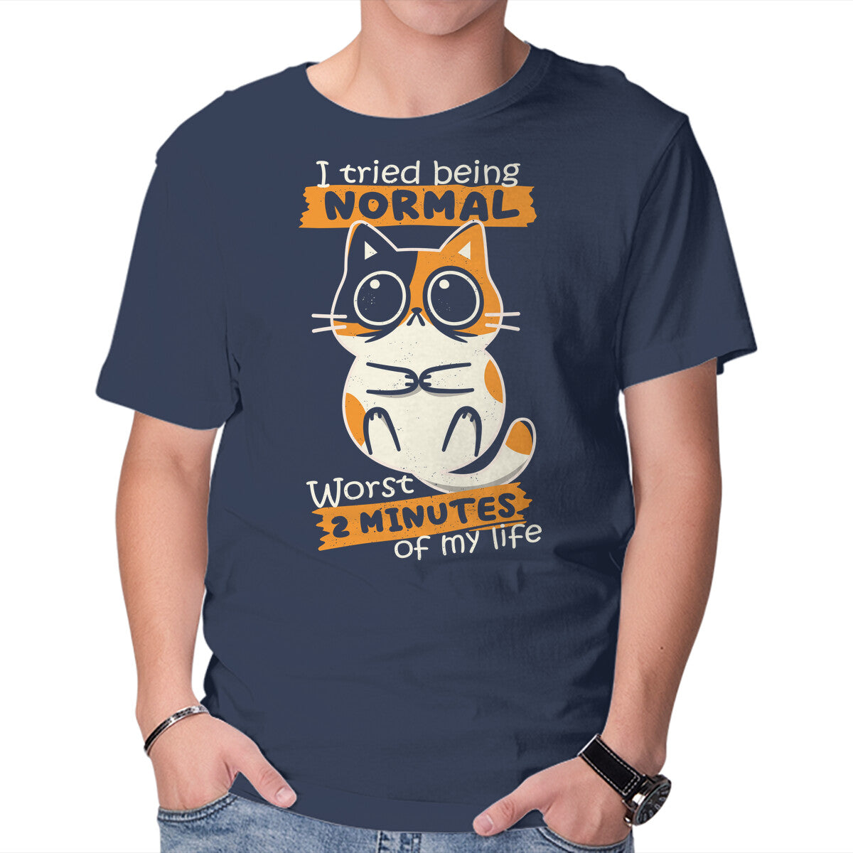 Normal To Worst – Cat Graphic T-Shirt in navy, product display