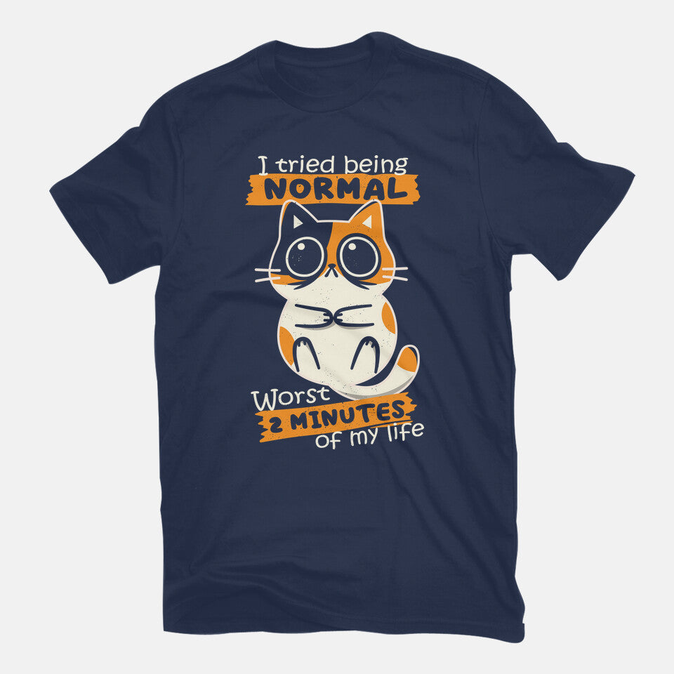 Normal To Worst – Cat Graphic T-Shirt in navy, flat-lay product view