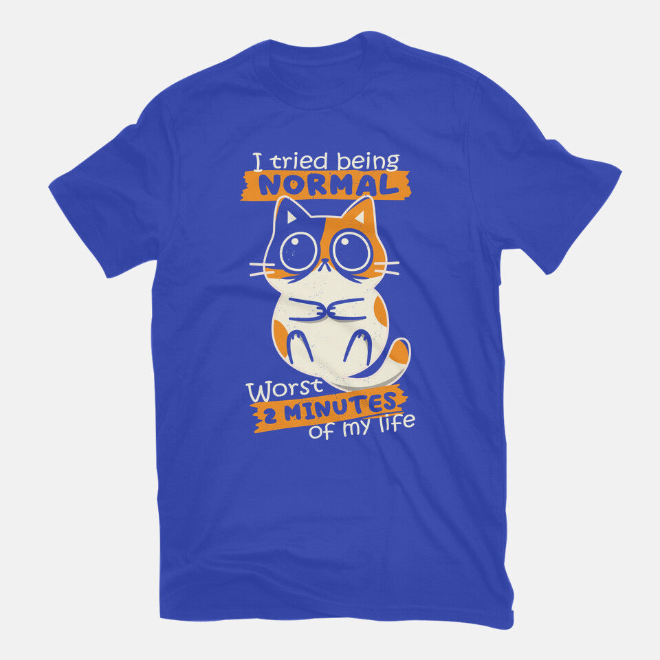 Normal To Worst – Cat Graphic T-Shirt in royal blue, flat-lay product view