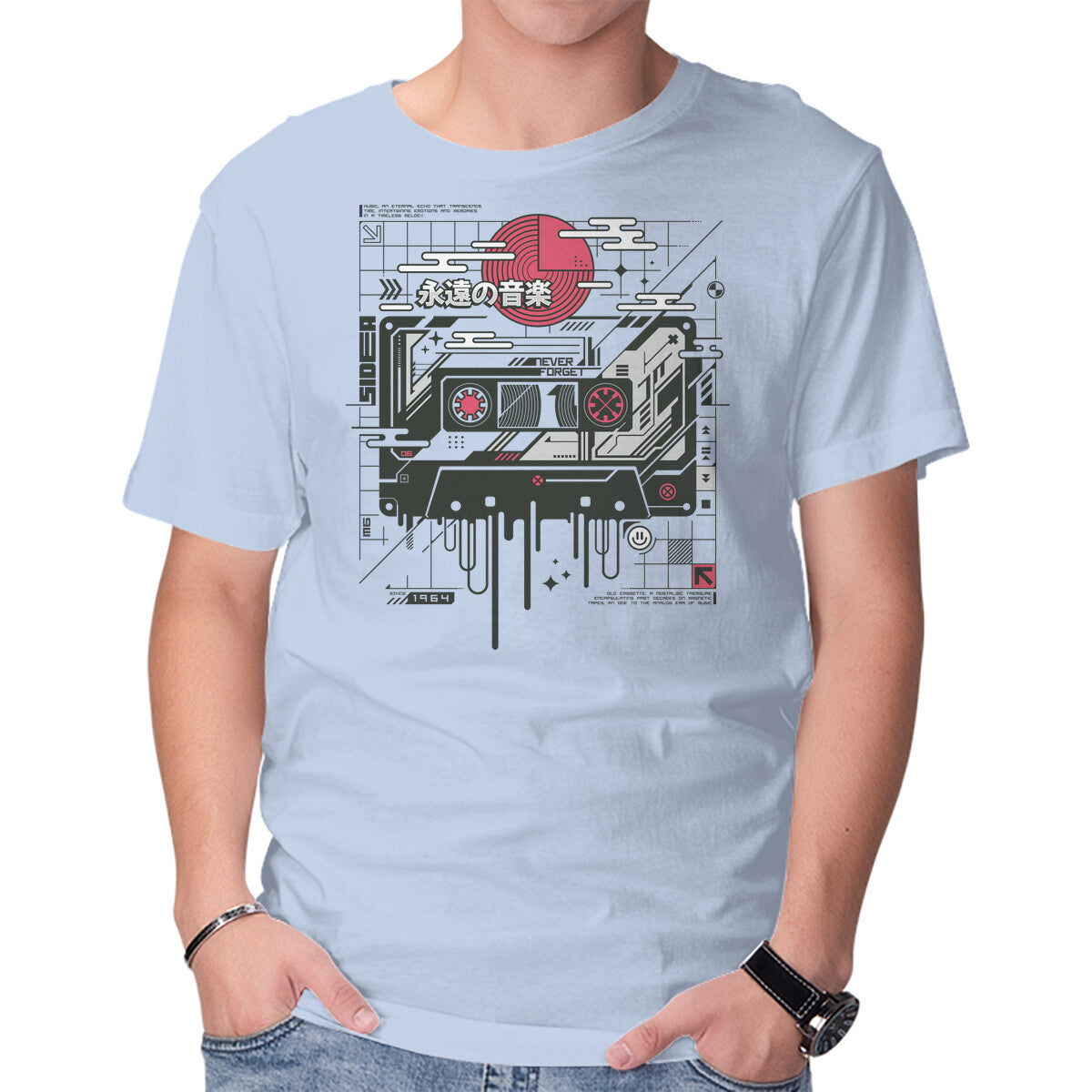 Retro Cassette – Music Graphic T-Shirt in blue, product display