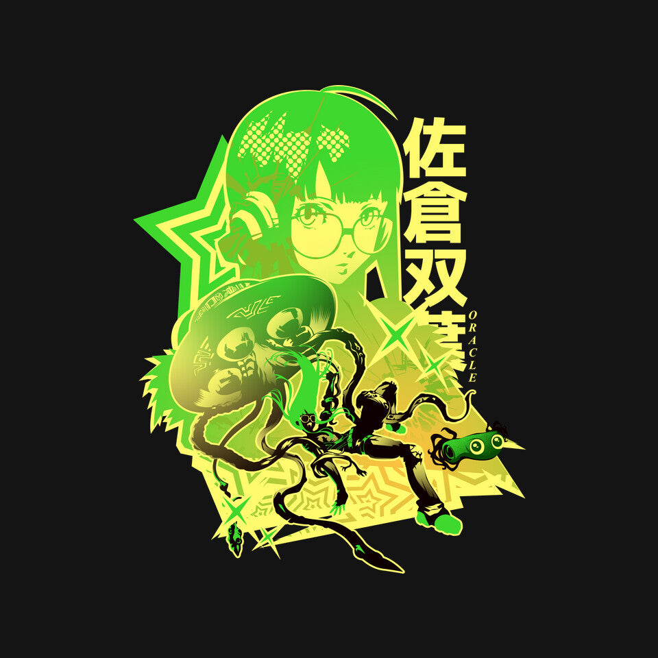 Code Name Oracle – Anime Graphic T-Shirt design artwork for black graphic T-shirt