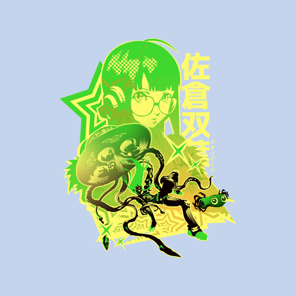 Code Name Oracle – Anime Graphic T-Shirt design artwork for blue graphic T-shirt