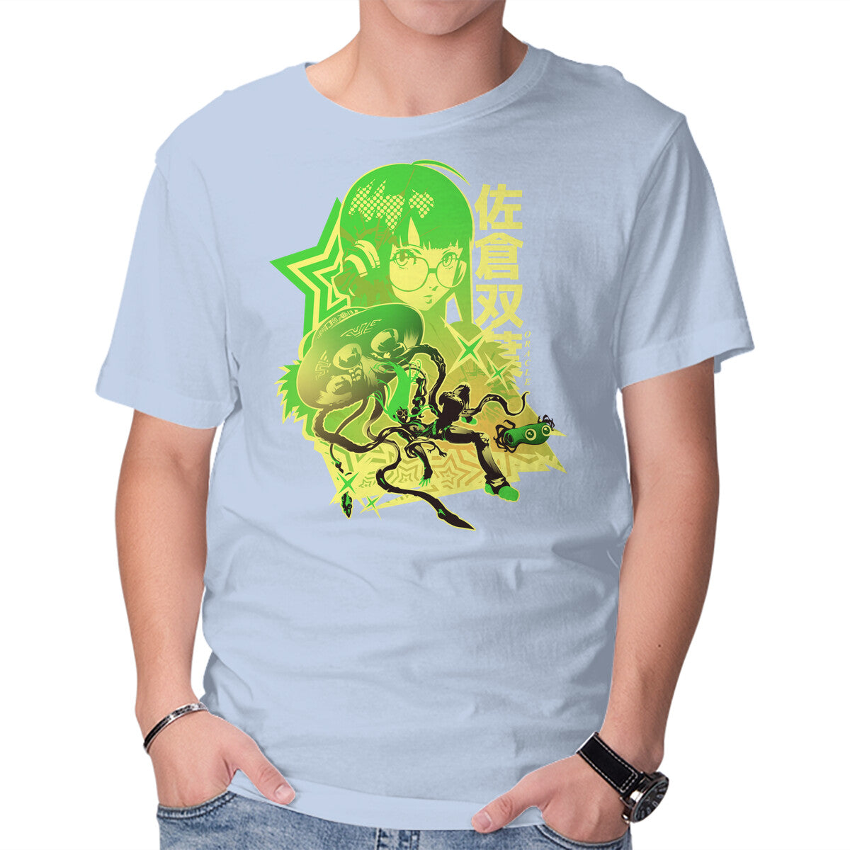 Code Name Oracle – Anime Graphic T-Shirt in blue, product display