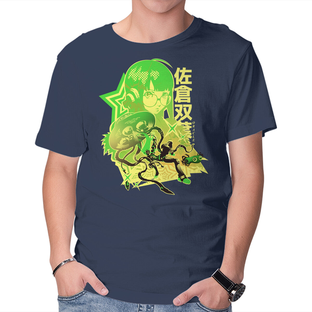 Code Name Oracle – Anime Graphic T-Shirt in navy, product display
