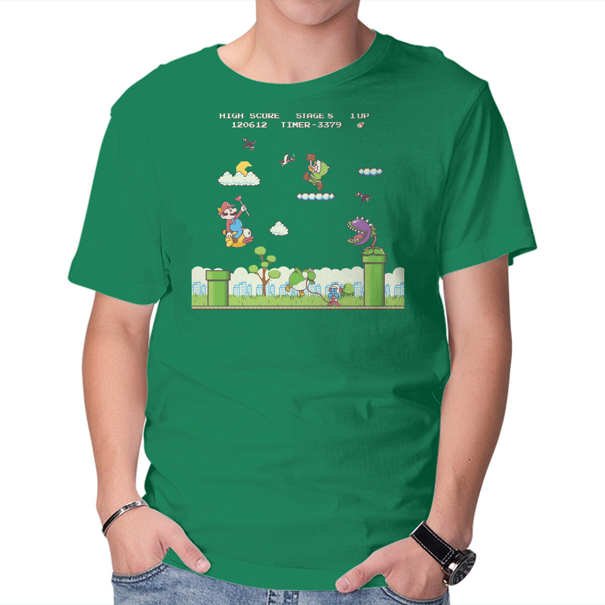 Gaming World – Gaming Graphic T-Shirt in green, product display