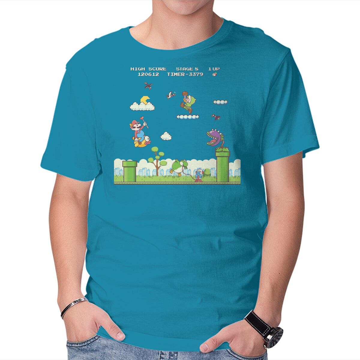 Gaming World – Gaming Graphic T-Shirt in turquoise, product display