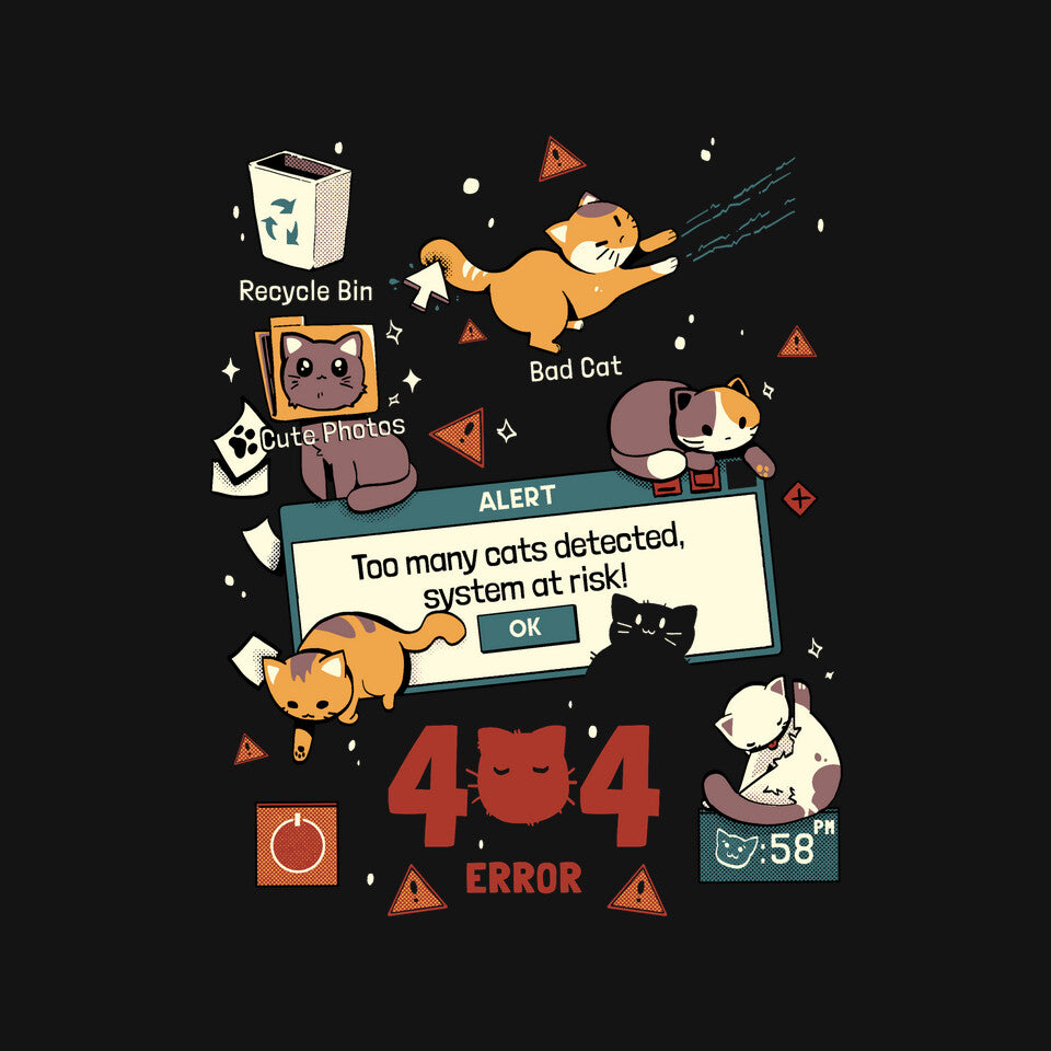 Too Many Cats Alert – Cat Graphic T-Shirt design artwork for black graphic T-shirt