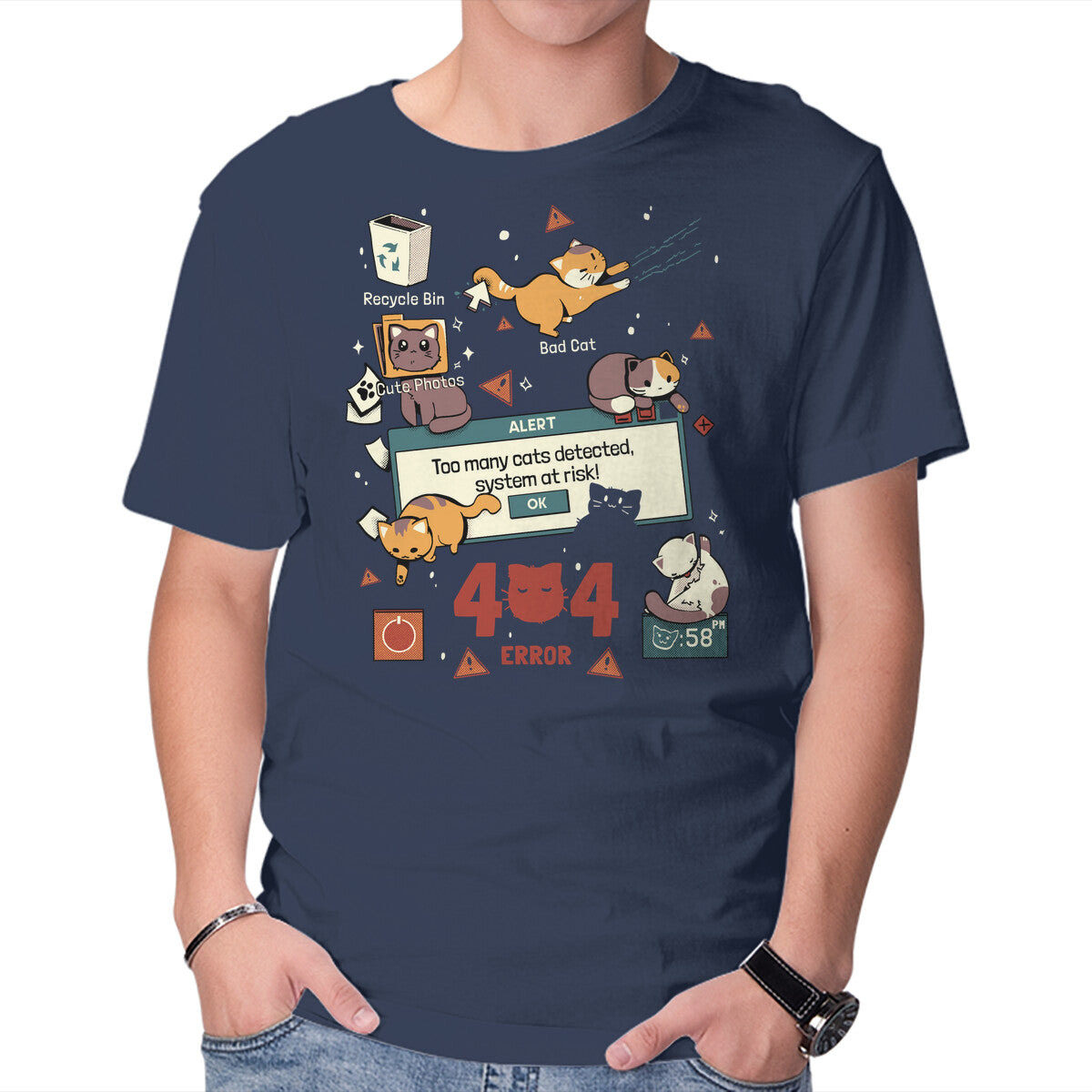 Too Many Cats Alert – Cat Graphic T-Shirt in navy, product display