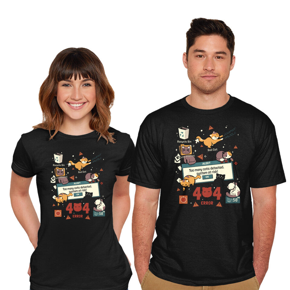 Model wearing black Too Many Cats Alert – Cat Graphic T-Shirt