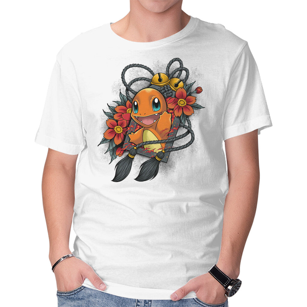 Flame Charm – Anime Graphic T-Shirt in white, product display