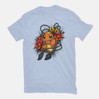Flame Charm – Anime Graphic T-Shirt in blue, flat-lay product view