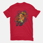 Flame Charm – Anime Graphic T-Shirt in red, flat-lay product view