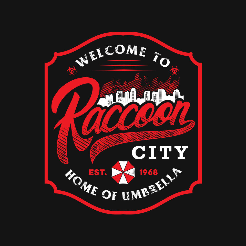 Raccoon City – Halloween Graphic T-Shirt design artwork for black graphic T-shirt