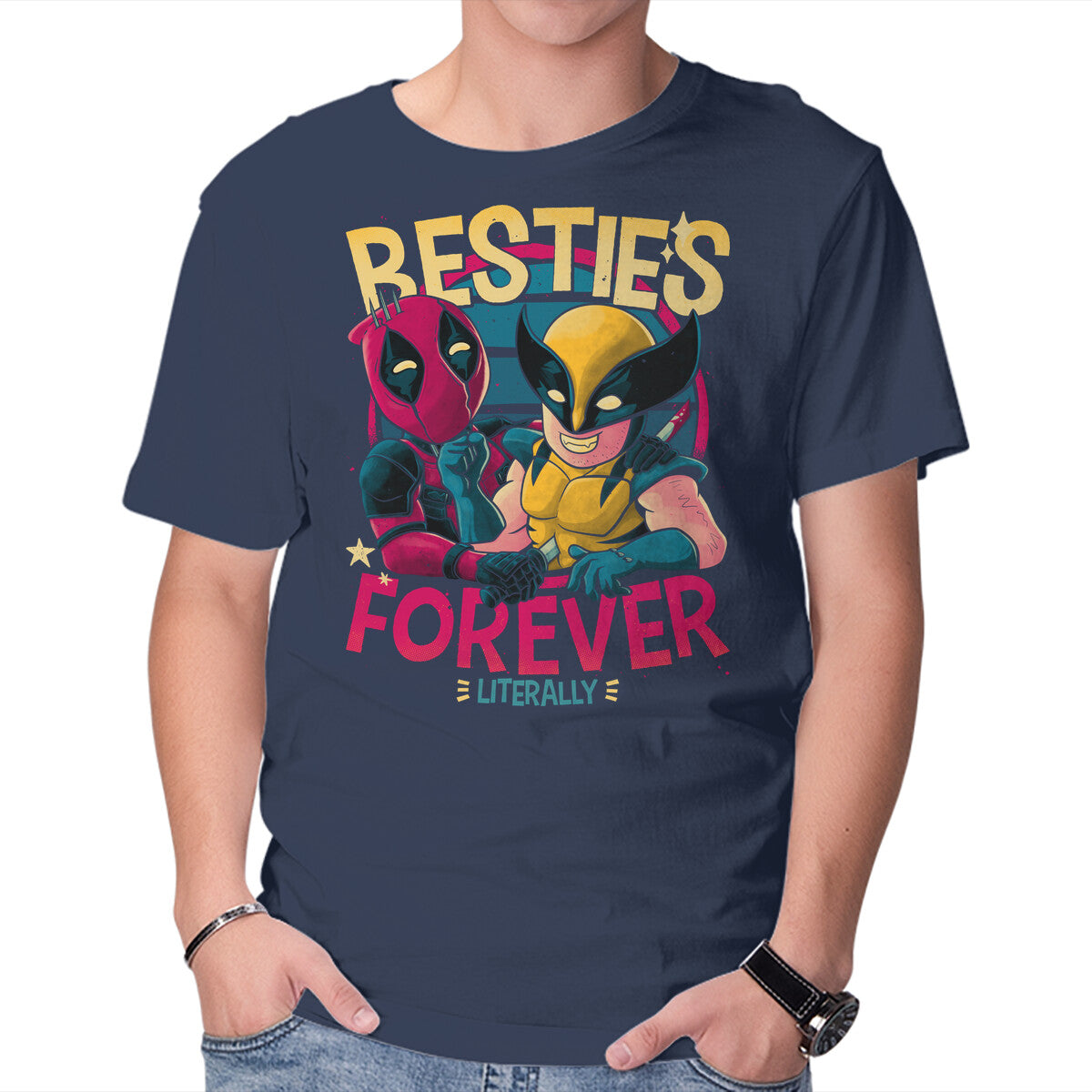 Besties Forever – Movie Graphic T-Shirt in navy, product display