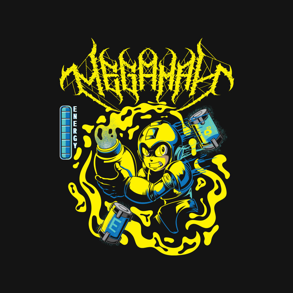 Megaman Energy – Gaming Graphic T-Shirt design artwork for black graphic T-shirt