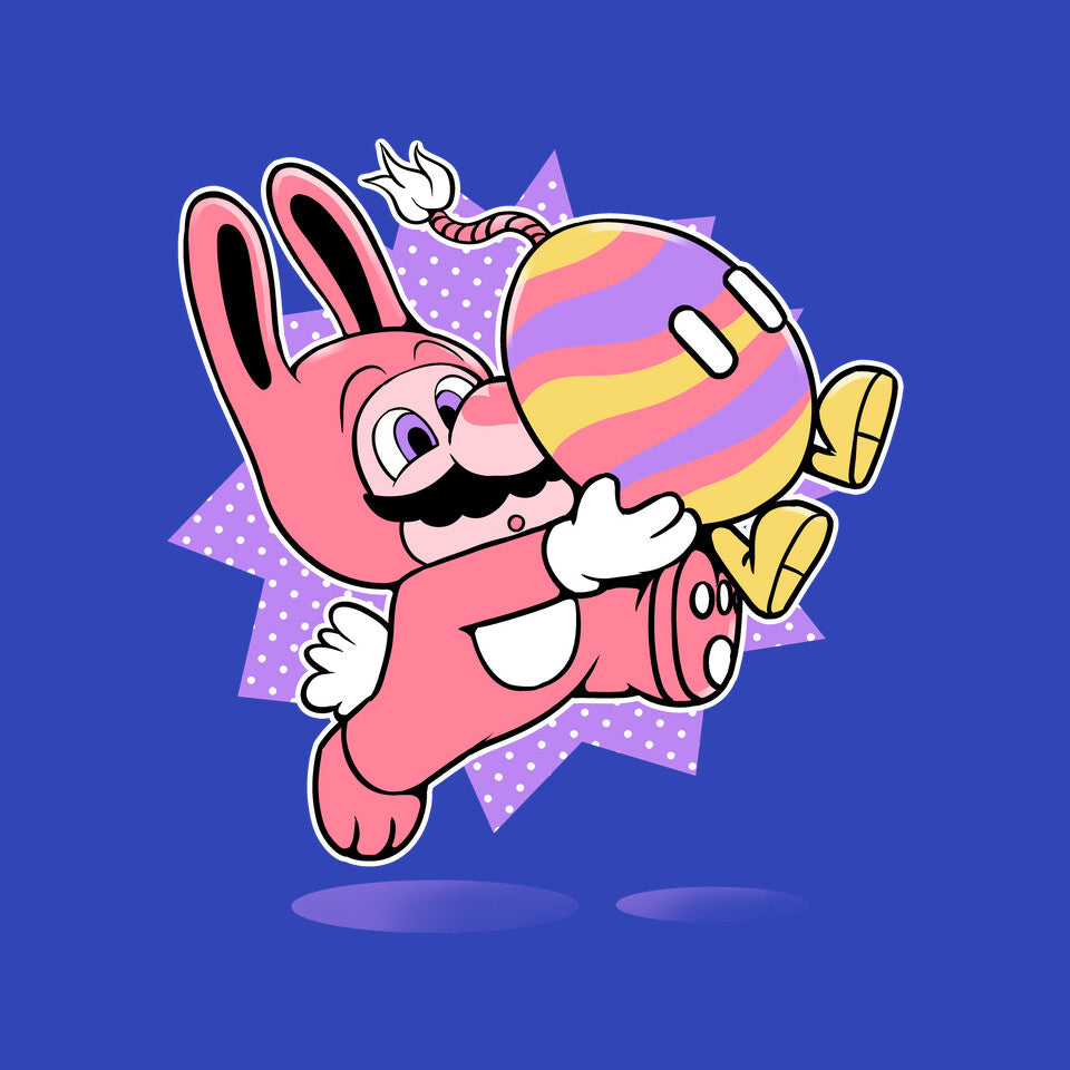 Super Easter Egg – Gaming Graphic T-Shirt design artwork for royal blue graphic T-shirt
