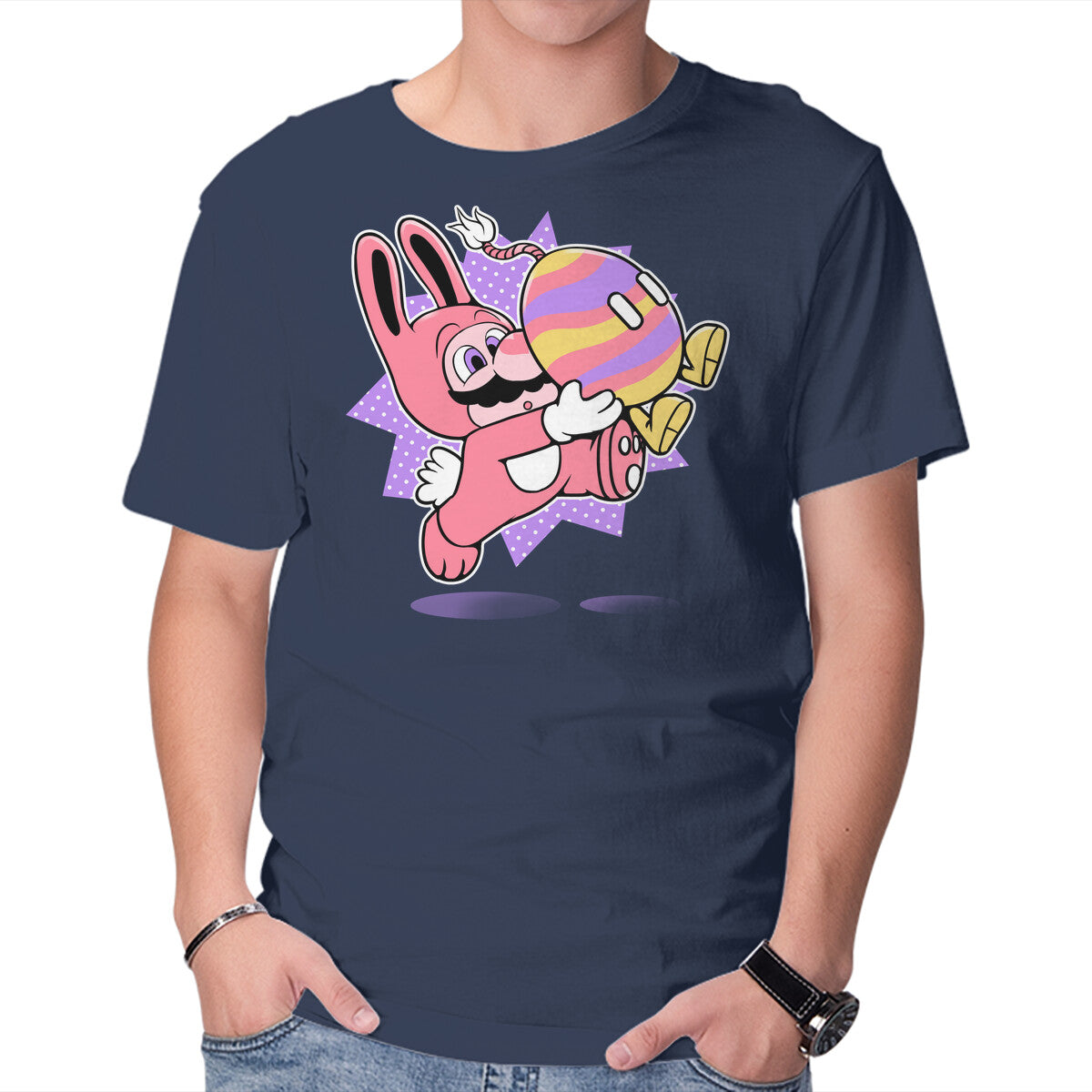 Super Easter Egg – Gaming Graphic T-Shirt in navy, product display