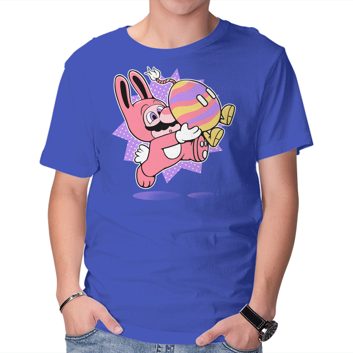 Super Easter Egg – Gaming Graphic T-Shirt in royal blue, product display