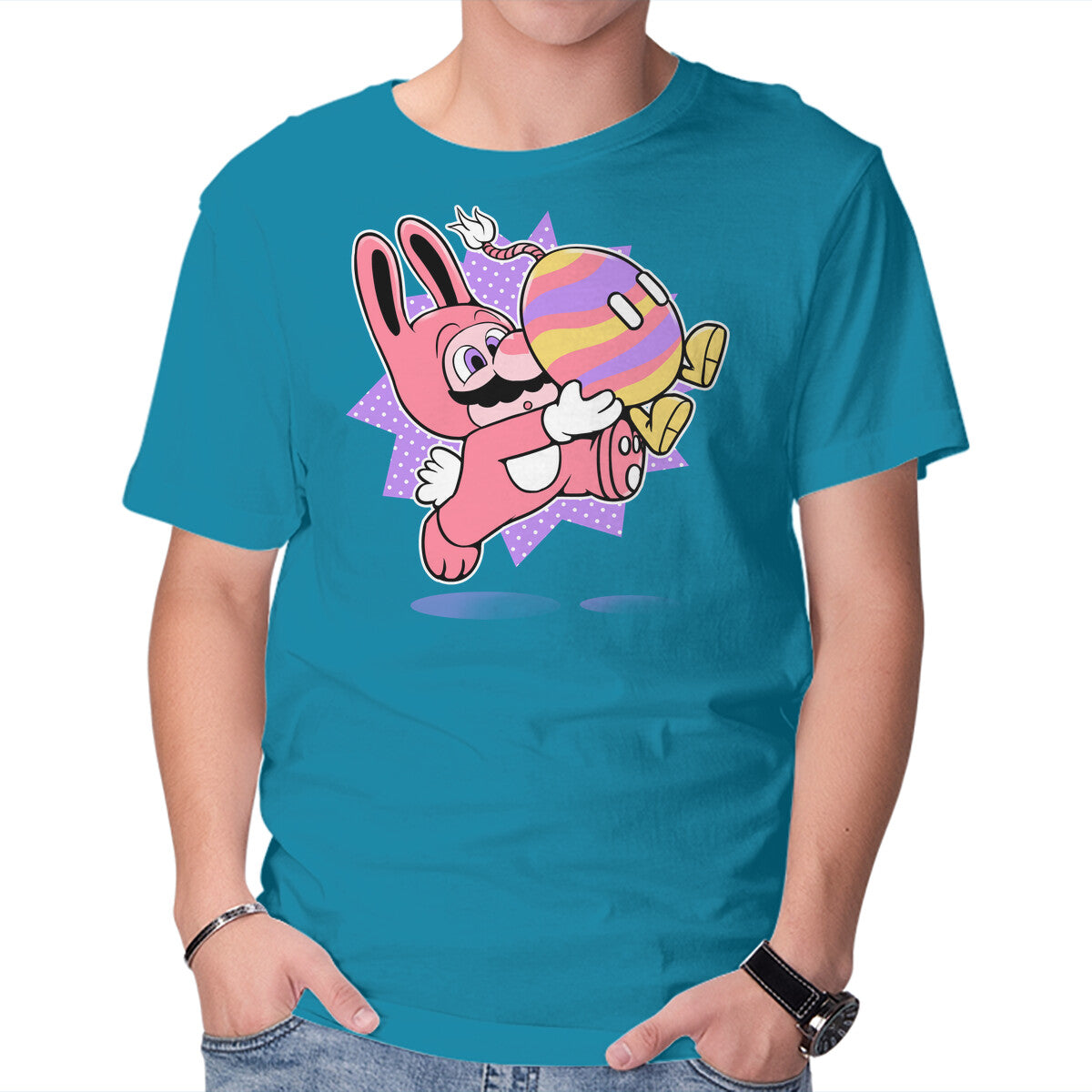 Super Easter Egg – Gaming Graphic T-Shirt in turquoise, product display
