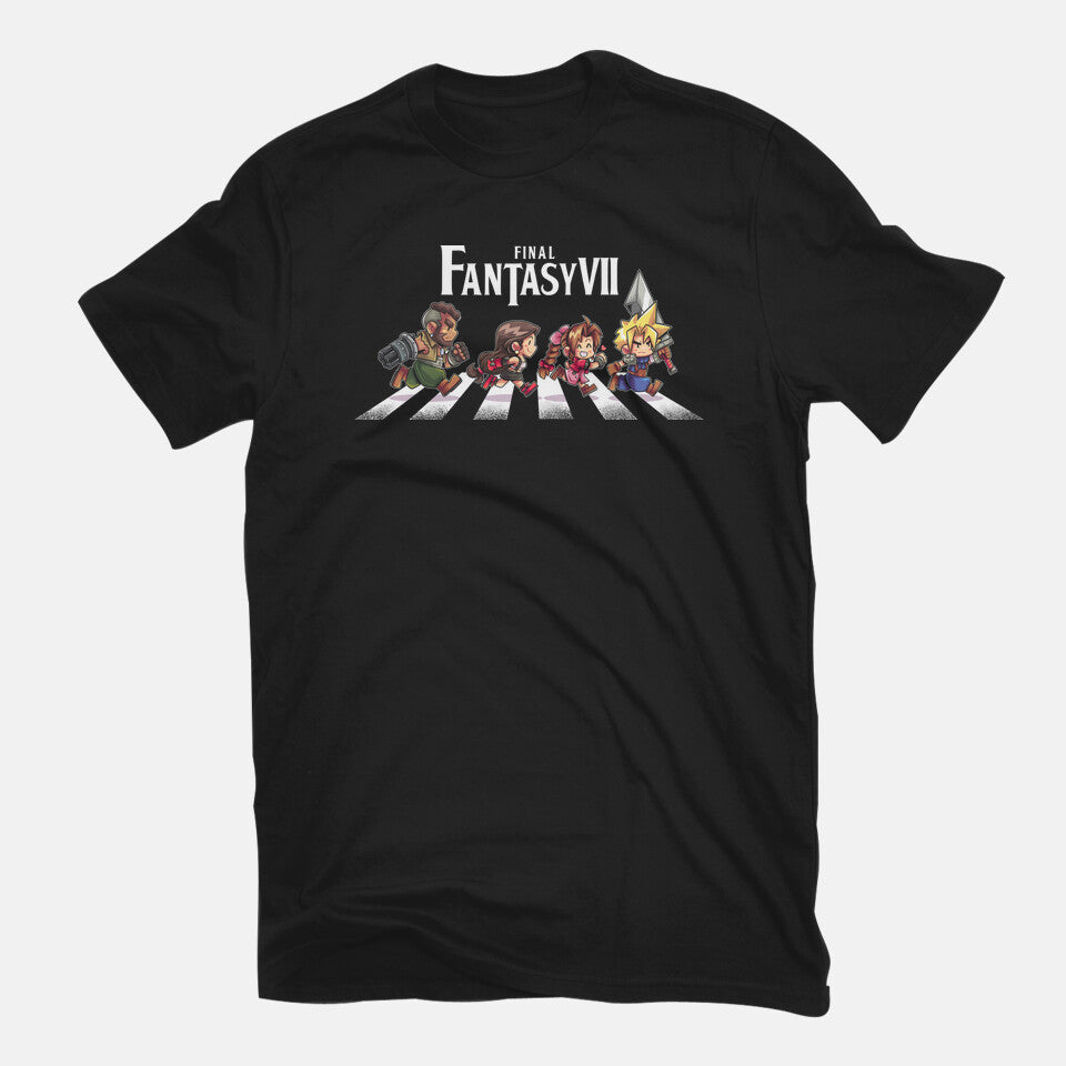 FFVII Road – Gaming Graphic T-Shirt in black, flat-lay product view