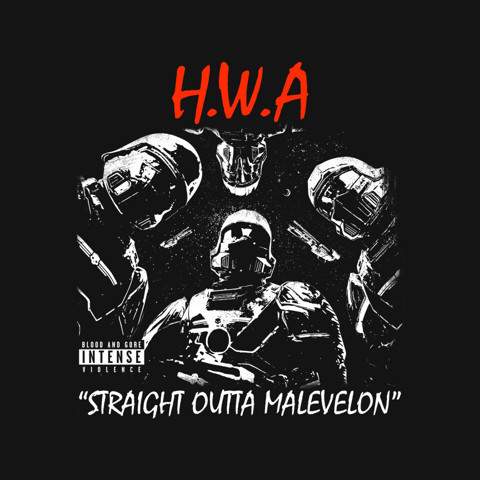 HWA Straight Outta Malevelon – Gaming Graphic T-Shirt design artwork for black graphic T-shirt