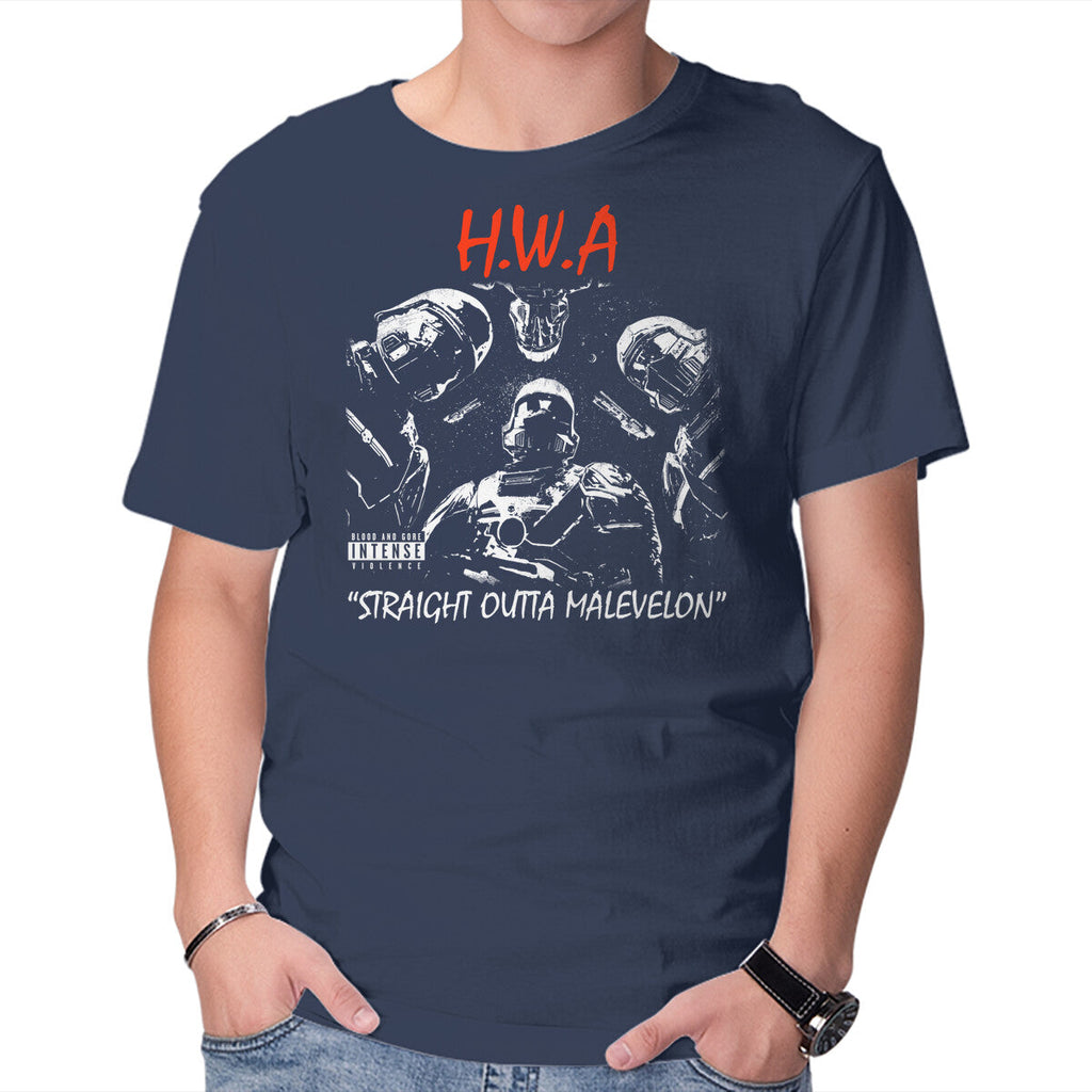 HWA Straight Outta Malevelon – Gaming Graphic T-Shirt in navy, product display