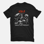 HWA Straight Outta Malevelon – Gaming Graphic T-Shirt in black, flat-lay product view