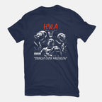 HWA Straight Outta Malevelon – Gaming Graphic T-Shirt in navy, flat-lay product view