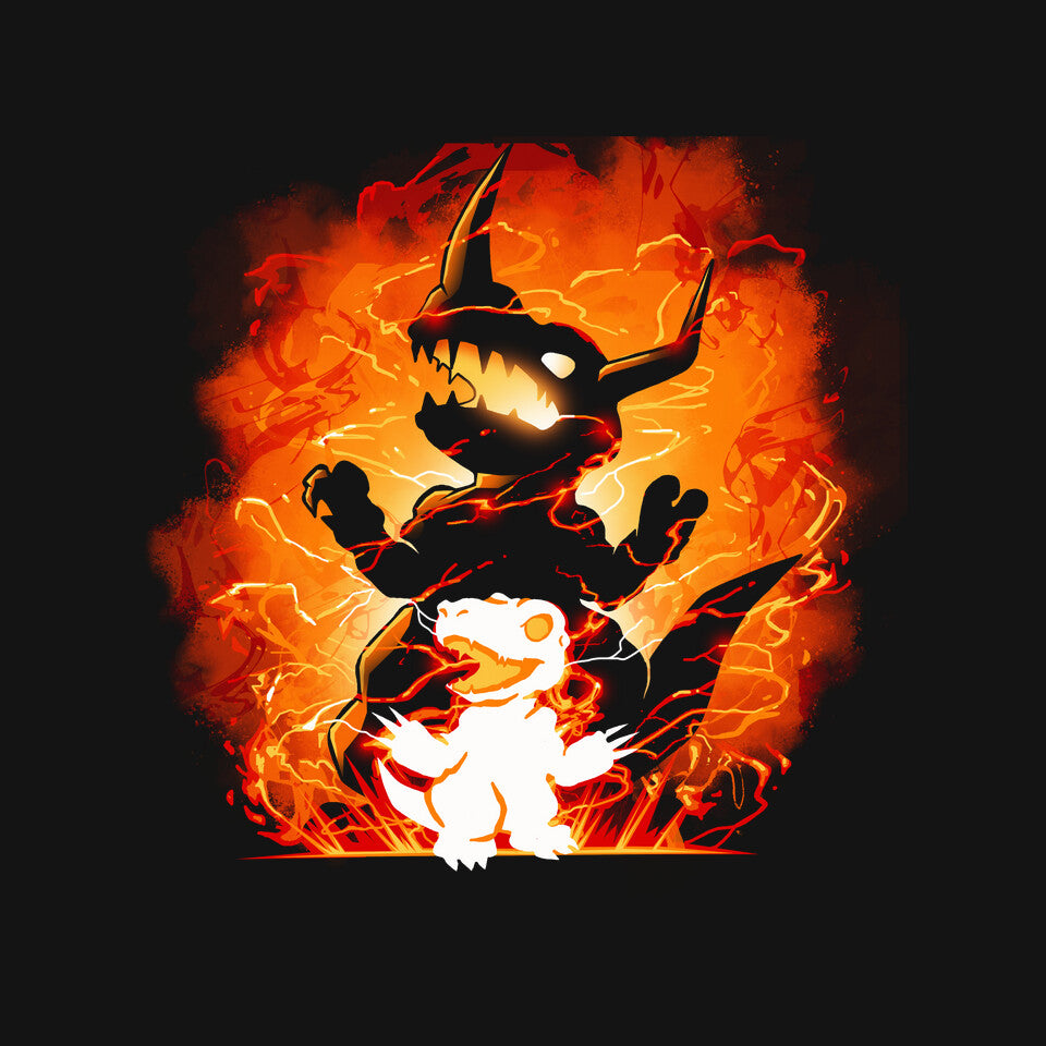 Fire Evolution – Anime Graphic T-Shirt design artwork for black graphic T-shirt
