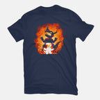 Fire Evolution – Anime Graphic T-Shirt in navy, flat-lay product view