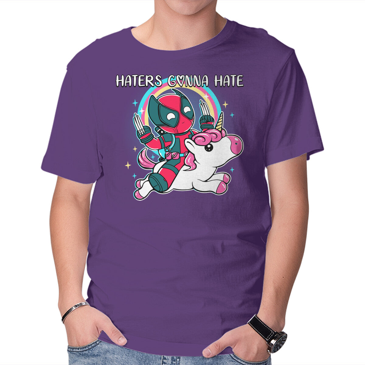 Haters Gonna Hate – Movie Graphic T-Shirt in purple, product display