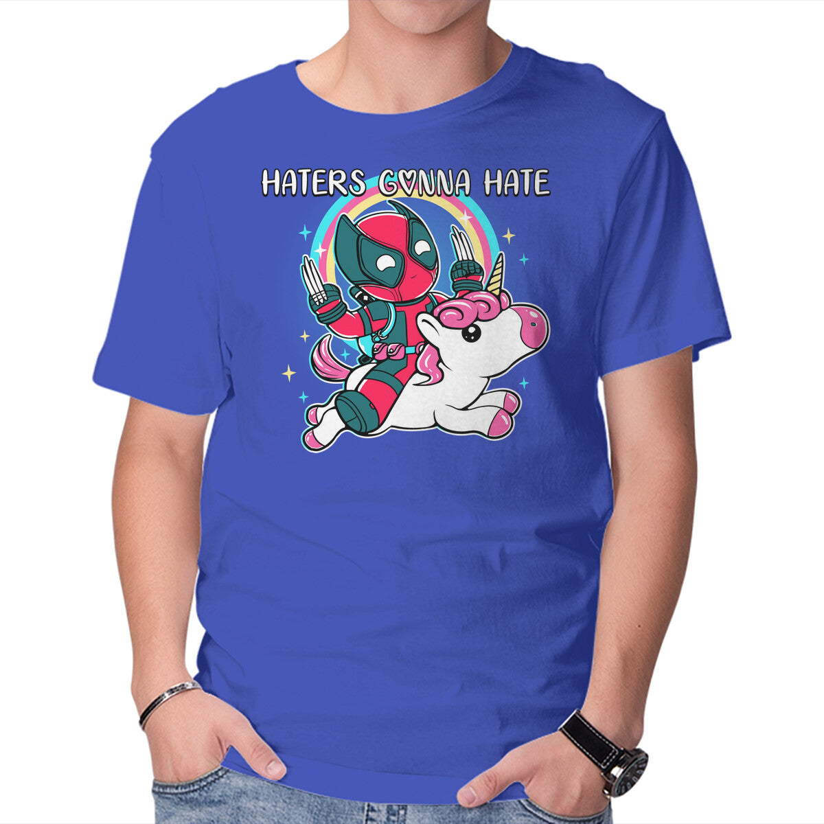 Haters Gonna Hate – Movie Graphic T-Shirt in royal blue, product display