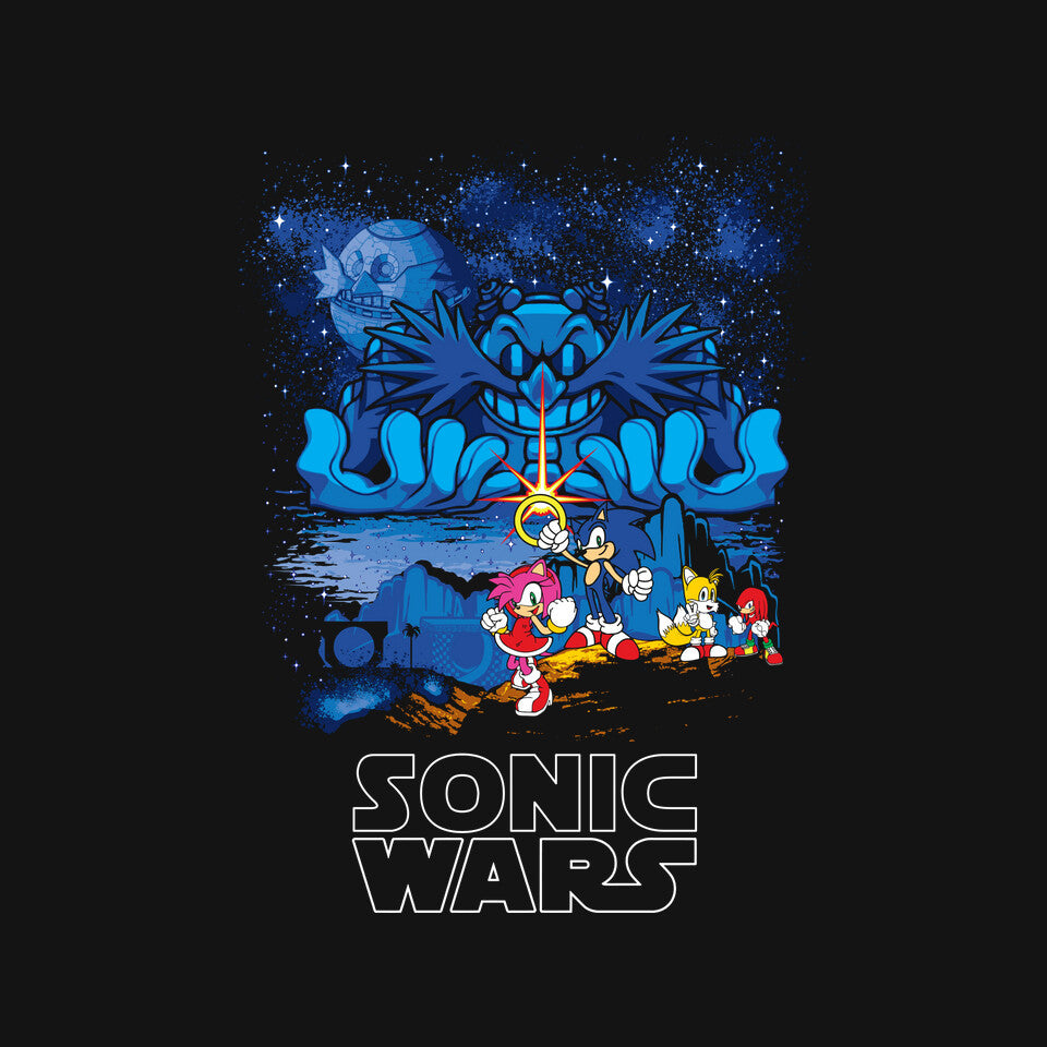 Sonic Wars – Gaming Graphic T-Shirt design artwork for black graphic T-shirt