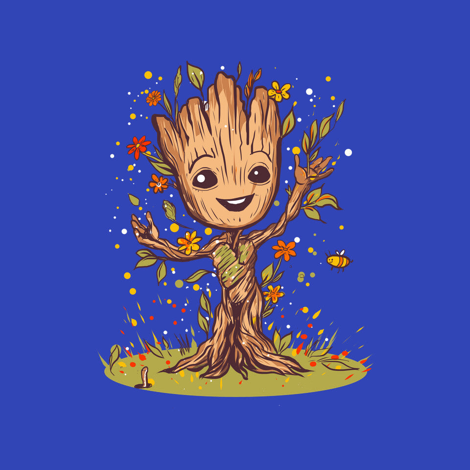 I Am Spring – Sci-Fi Graphic T-Shirt design artwork for royal blue graphic T-shirt
