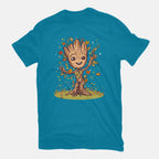 I Am Spring – Sci-Fi Graphic T-Shirt in turquoise, flat-lay product view