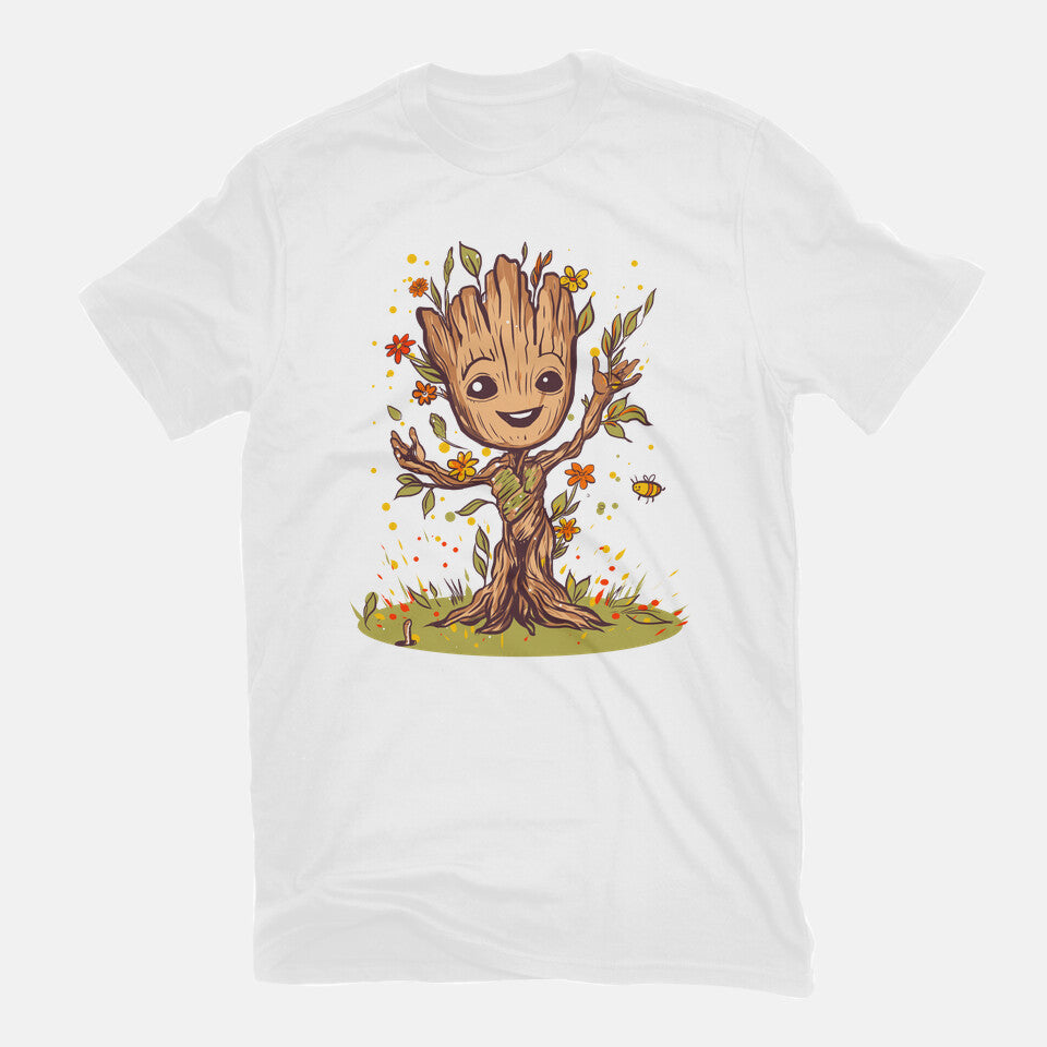 I Am Spring – Sci-Fi Graphic T-Shirt in white, flat-lay product view