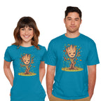 Model wearing turquoise I Am Spring – Sci-Fi Graphic T-Shirt