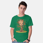 Model wearing green I Am Spring – Sci-Fi Graphic T-Shirt