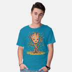 Model wearing turquoise I Am Spring – Sci-Fi Graphic T-Shirt