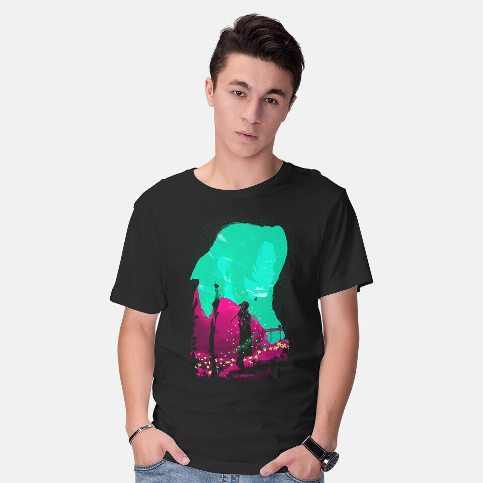 Model wearing black Ancient – Gaming Graphic T-Shirt