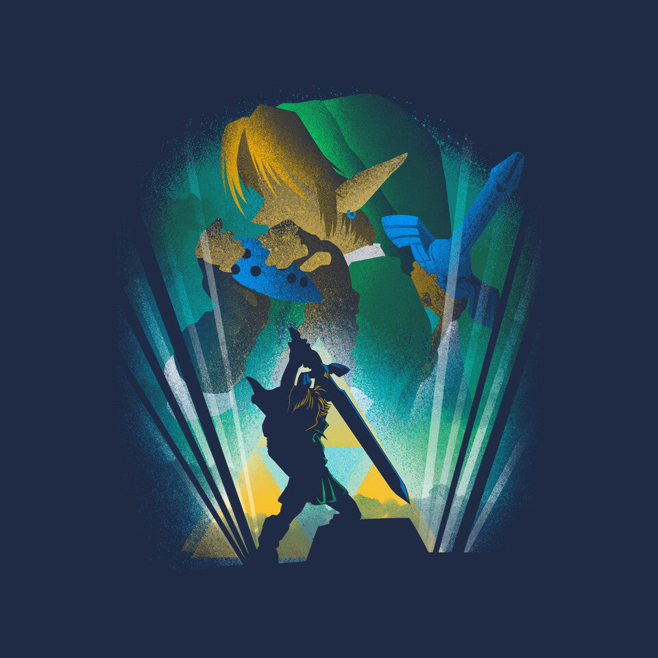 The Hero Of Time – Gaming Graphic T-Shirt design artwork for navy graphic T-shirt