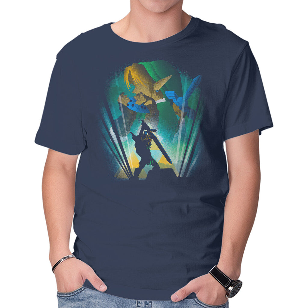 The Hero Of Time – Gaming Graphic T-Shirt in navy, product display