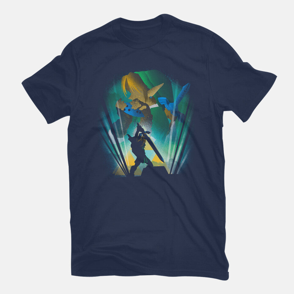 The Hero Of Time – Gaming Graphic T-Shirt in navy, flat-lay product view