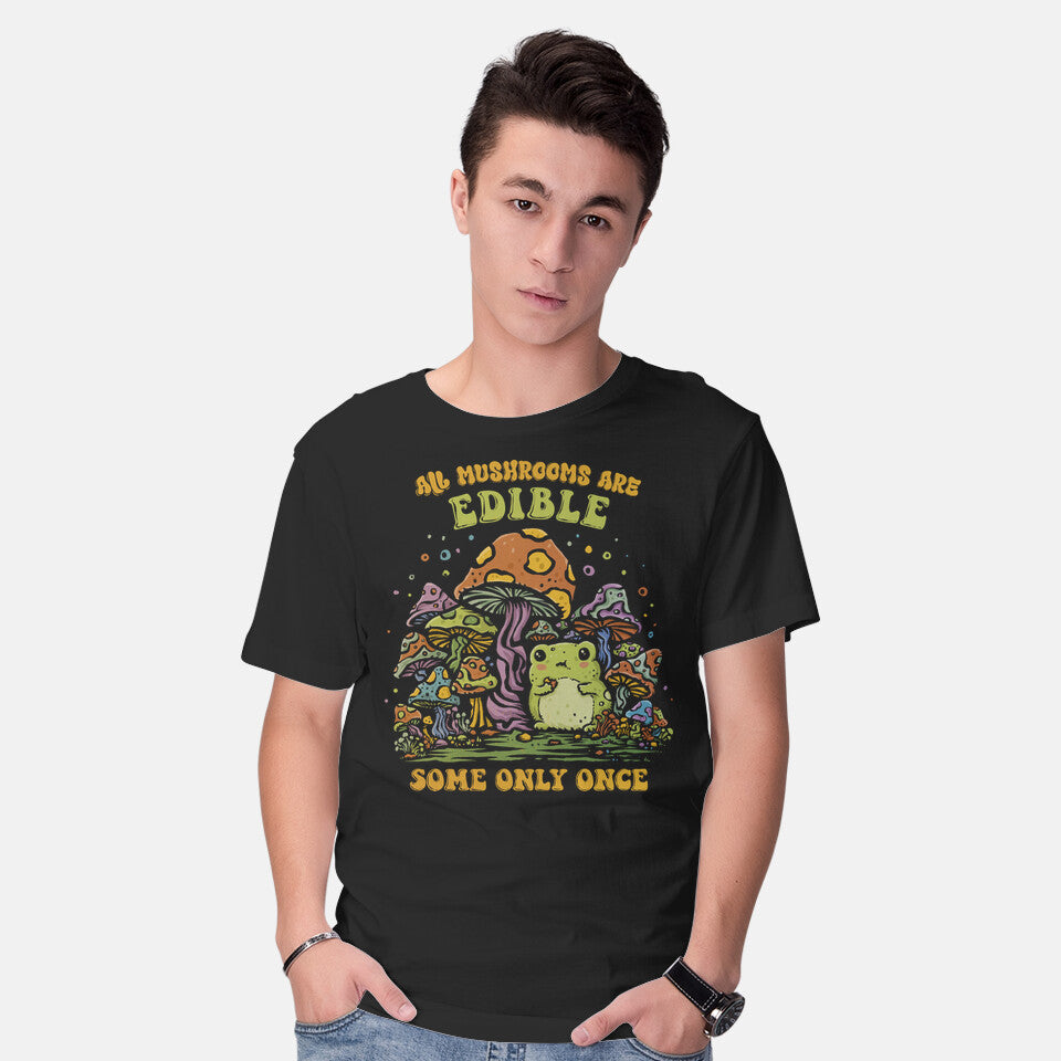 Model wearing black Edible Once – Animal Graphic T-Shirt