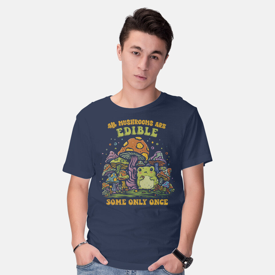 Model wearing navy Edible Once – Animal Graphic T-Shirt