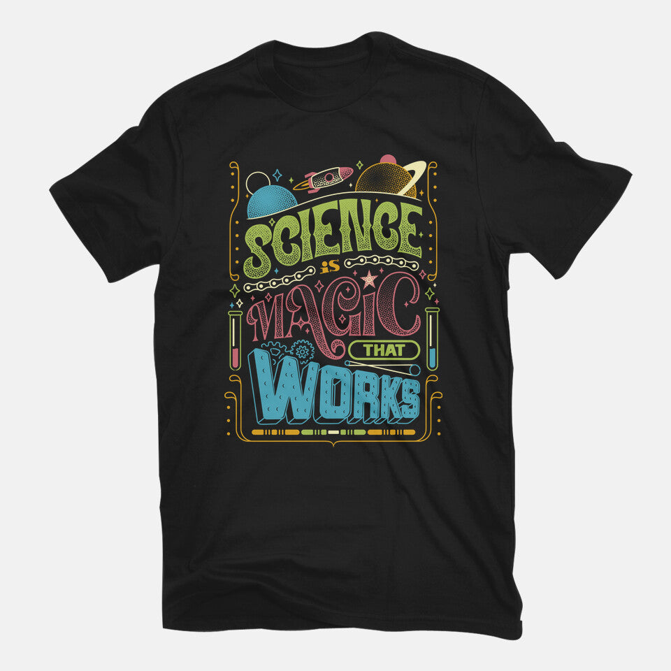 Magic But Real Graphic T-Shirt in black, flat-lay product view